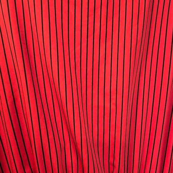 Glamour X Lane Bryant Button Up Dress 18 Red Black Pinstripe Elastic Waist - Picture 10 of 12